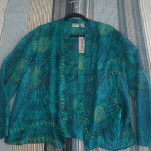 Chico's Sheer Liang Shenzhen LS silk Size 2  Decorative fastioners NEW